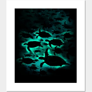 Swimming Sea Turtles Posters and Art